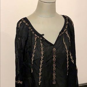 Lucky Brand Sheer black tunic blouse size 2X